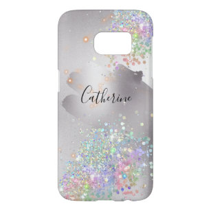 Glitter silver iridescent holographic girls name