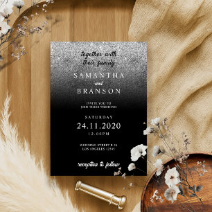 Glitter Silver Minimal Wedding Invitation