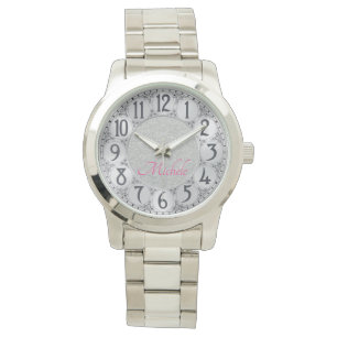 Glitter Silver Monogram Watch