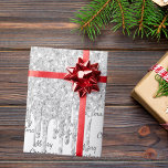 Glitter silver sparkle Christmas Xmas Wrapping Paper<br><div class="desc">Elegant,  classic,  glamourous and feminine style party wrapping paper. A chic faux silver looking background decorated with faux silver glitter drips.
The text: Merry Christmas is written with a modern hand lettered style script. Grey letters.</div>
