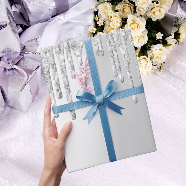 Glitter silver sparkle Christmas Xmas Wrapping Paper (Creator Uploaded)