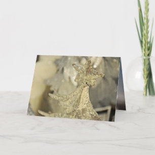 Glitter silver tree ornament Christmas Holiday Card