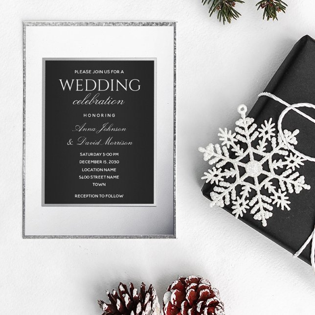 Glitter Silver Wedding Foil Invitation (Creator Uploaded)