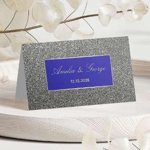 Glitter Silver Wedding Place Place Card