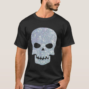 GLITTER SKULL SPOOKY SILVER SPARKLE T-Shirt