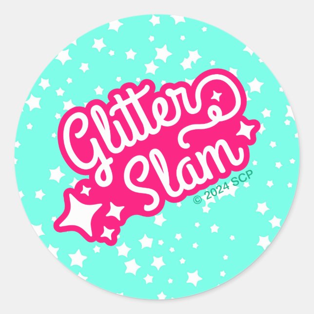 Glitter Slam Classic Round Sticker (Front)