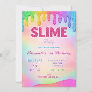 Glitter Slime Birthday Invitation