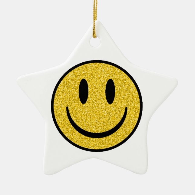 Glitter Smile Face Ceramic Tree Decoration (Front)