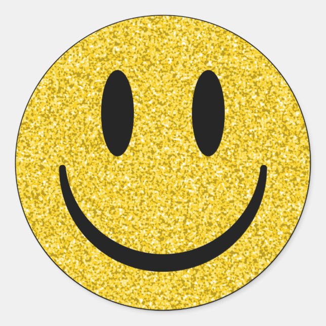 Glitter Smile Face Classic Round Sticker (Front)