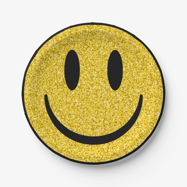 Glitter Smile Face Paper Plate (Front)