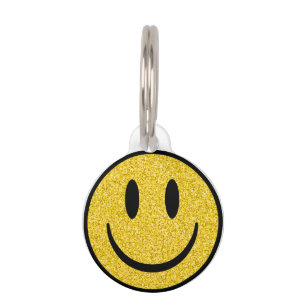 Glitter Smile Face Pet Tag