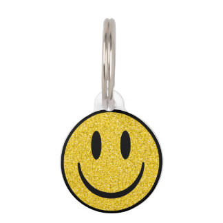 Glitter Smile Face Pet Tag
