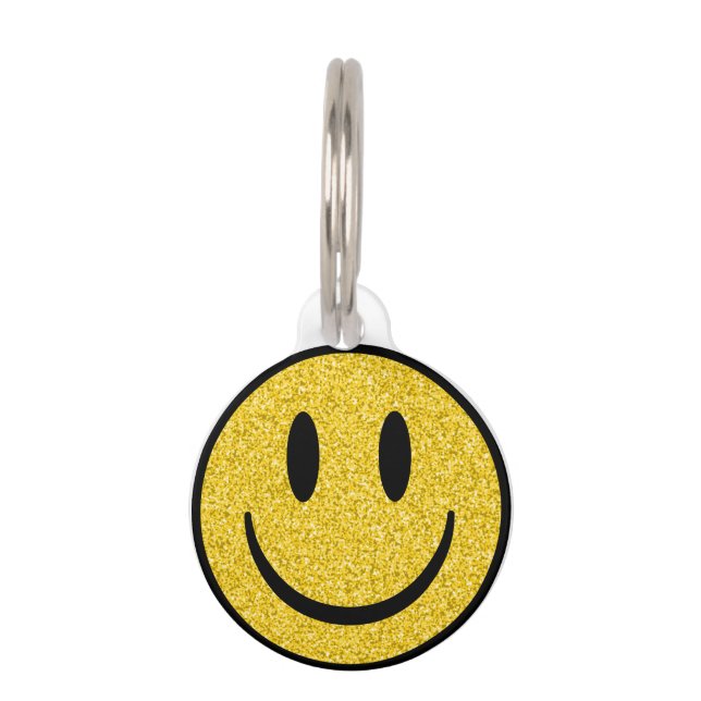 Glitter Smile Face Pet Tag (Front)