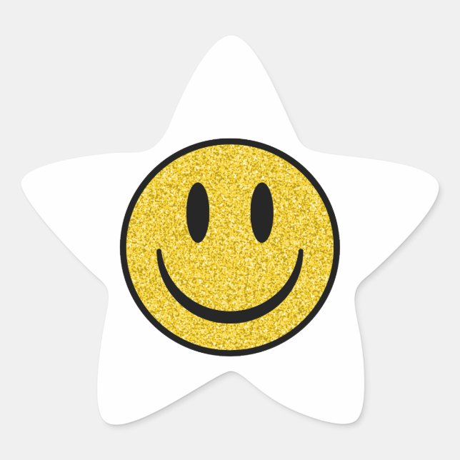 Glitter Smile Face Star Sticker (Front)