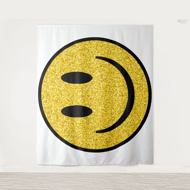 Glitter Smile Face Tapestry (Front)