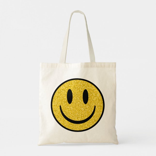 Glitter Smile Face Tote Bag (Back)