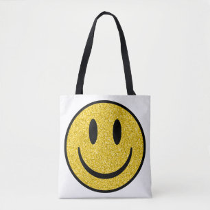 Glitter Smiley Face Tote Bag