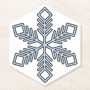 Glitter Snowflake - Baby Blue Branches Paper Coaster