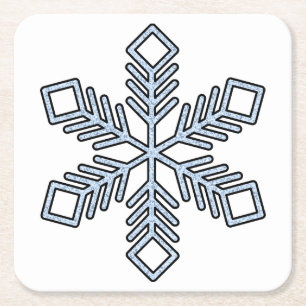 Glitter Snowflake - Baby Blue Branches Square Paper Coaster