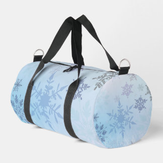 Glitter Snowflake Mountain Winter Duffle Bag
