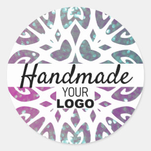 Glitter Snowflake Ornament Mandala Handmade Logo Classic Round Sticker