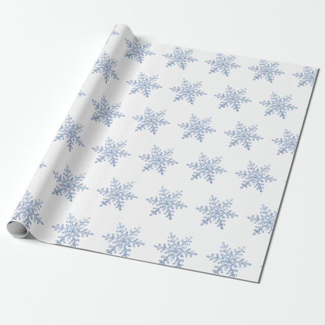 Glitter Snowflake Pattern Wrapping Paper (Unrolled)