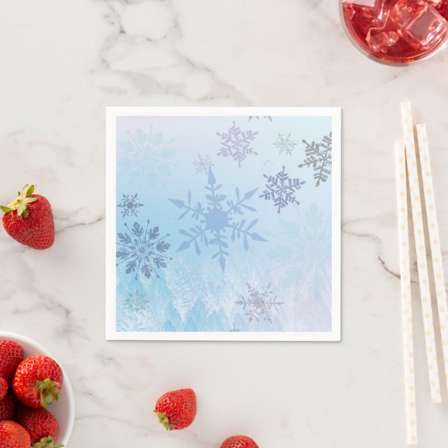 Glitter Snowflake Snowy Mountain Winter  Napkin (Insitu)