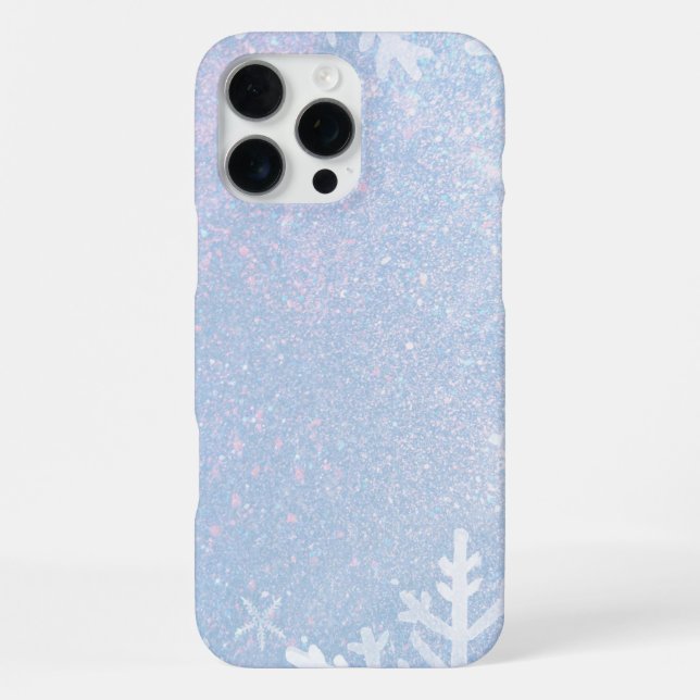 Glitter Snowflake Winter iPhone 16 pro max case (Back)