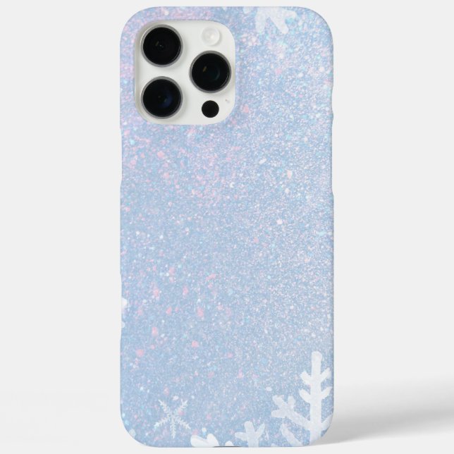 Glitter Snowflake Winter iPhone 16 pro max case (Back)