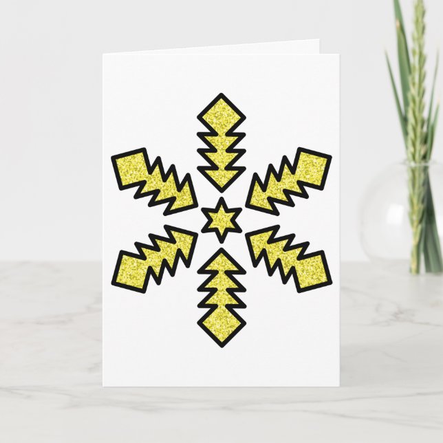 Glitter Snowflake - Yellow Star Card (Front)