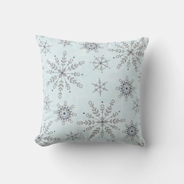 Glitter Snowflakes Couch Throw Pillow (Front)