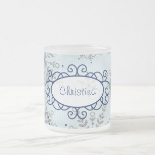 Glitter Snowflakes Frosted Glass Coffee Mug Cup