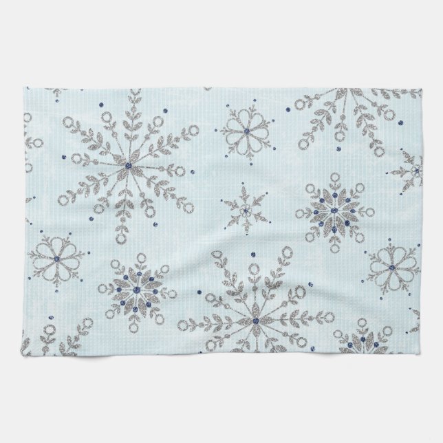 Glitter Snowflakes Kitchen Towel (Horizontal)