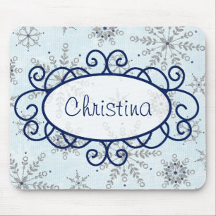 Glitter Snowflakes Mousepad