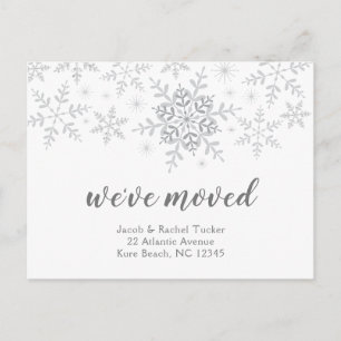 Glitter Snowflakes We've Moved Moving Announcement Postcard