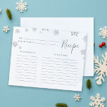 Glitter Snowflakes Winter Bridal Shower Recipe<br><div class="desc">Capture cherished recipes in style with our bridal shower recipe card. Featuring "Recipe" in chic script and embellished with faux silver glitter snowflakes,  this card offers a canvas for your culinary creations on a soothing pastel blue watercolor background.</div>