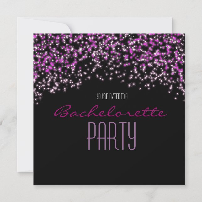 Glitter Sparkle Black Pink Glam Party Invitations (Front)