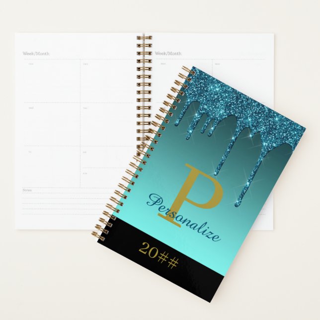 Glitter Sparkle Custom Name Monogram Personalised Planner (Display)