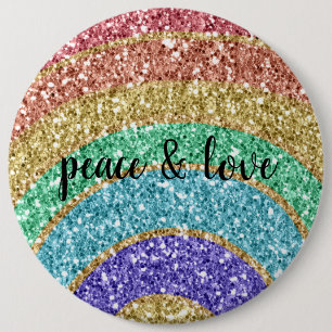 Glitter Sparkle Gold Rainbow 6 Cm Round Badge