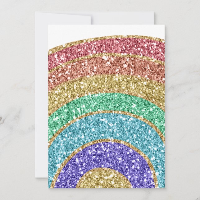 Glitter Sparkle Gold Rainbow Card (Front)