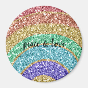 Glitter Sparkle Gold Rainbow personalised Magnet
