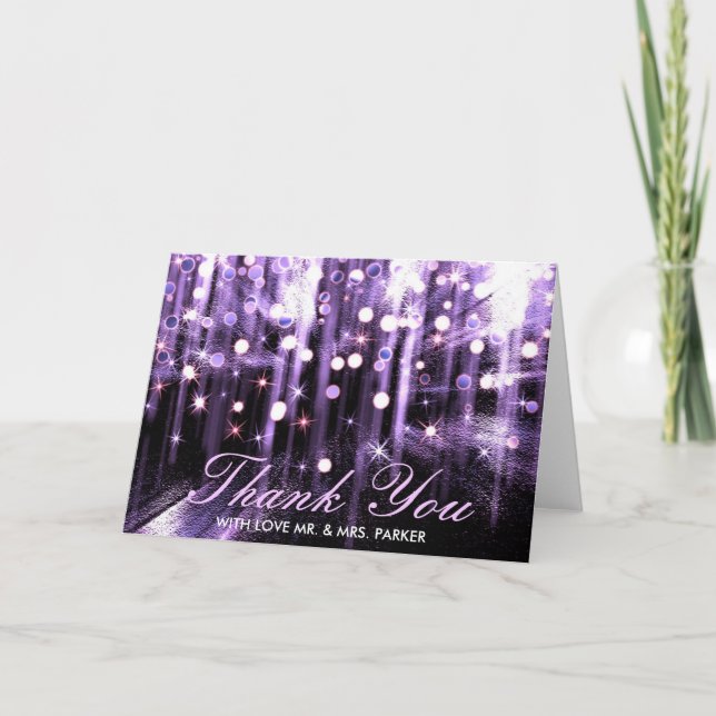 Glitter Sparkle Purple Confetti Wedding Thank You (Front)
