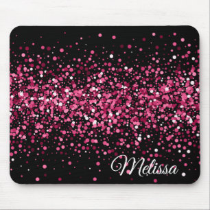 Glitter sparkles pink black glamourous design mouse mat
