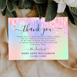 Glitter Sparkly Funeral Food Thank You Card