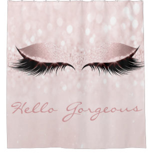 Glitter Sparkly Hello Gorgeous Princess Girly Eyes Shower Curtain