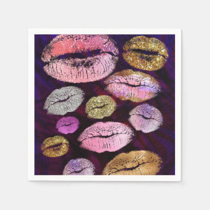 Glitter Sparkly Kiss Lips Beauty Makeup Party Napkin