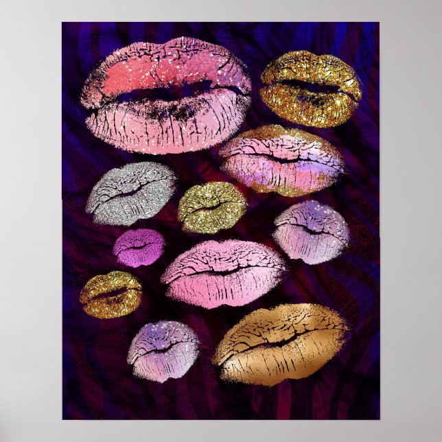 Glitter Sparkly Kiss Lips Beauty Makeup Trendy Poster (Front)