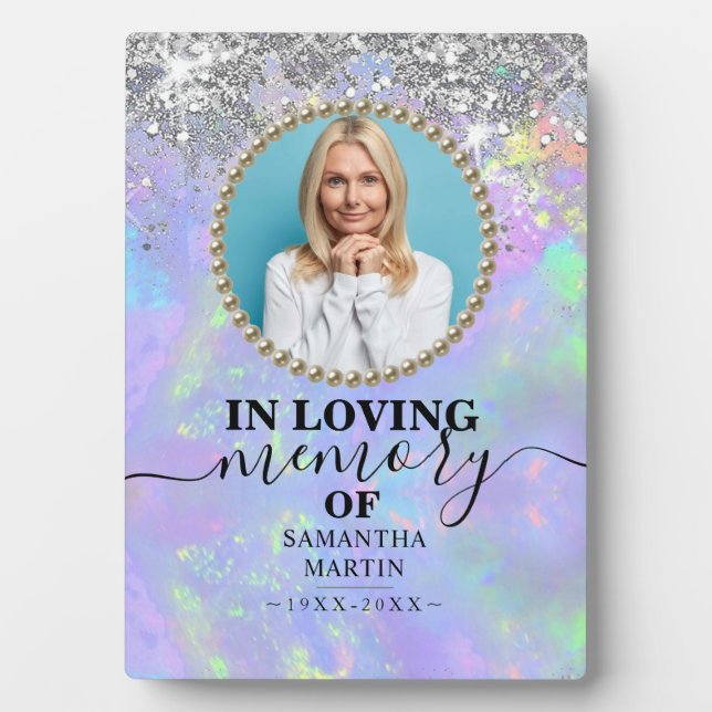 Glitter Sparkly Photo Memorial Plaque (Front)
