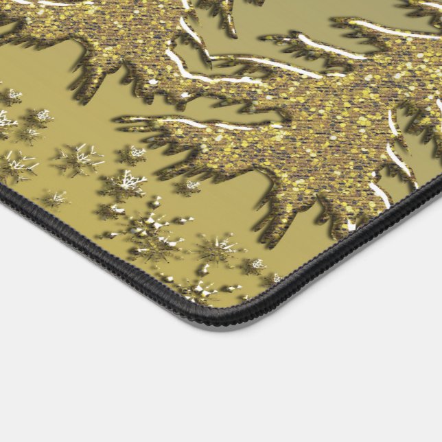 Glitter Spruce trees, snowflakes, starry night sky Desk Mat (Corner)