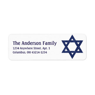 Glitter Star of David Hanukkah Address Labels d1
